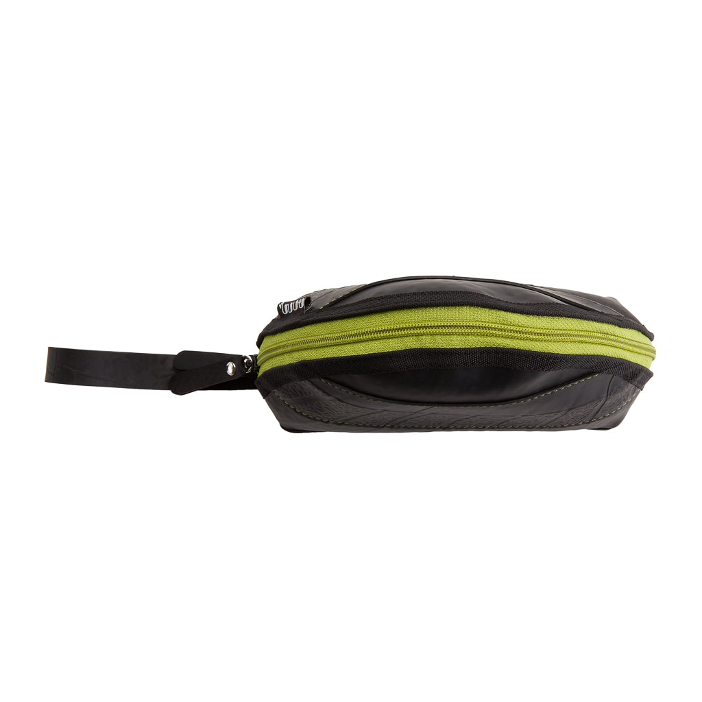 Ness Multipurpose Inner Tube Vegan Travel Pouch in six colors, showcasing its unique texture and handcrafted design.